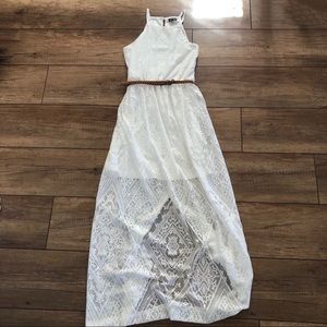 Belted waist lace dress